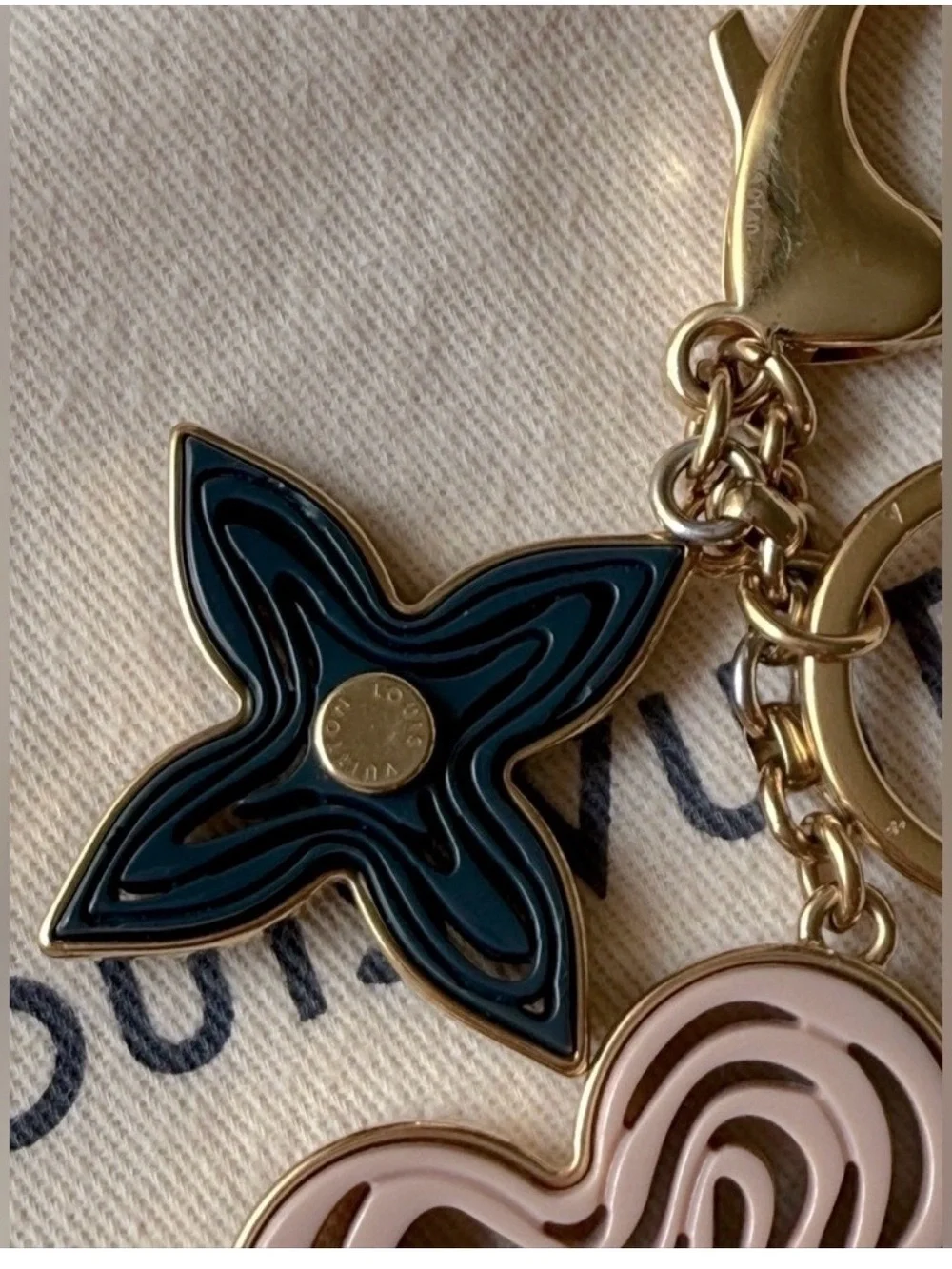 Louis Vuitton Authentic Pink & Teal Fleur Key Charm! Dust bag and Box included!